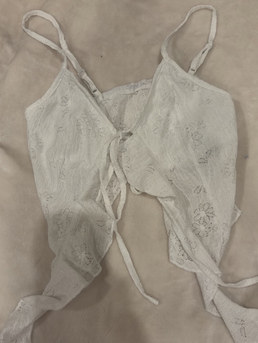 White Lace Tie-Front Women's Camisole Top